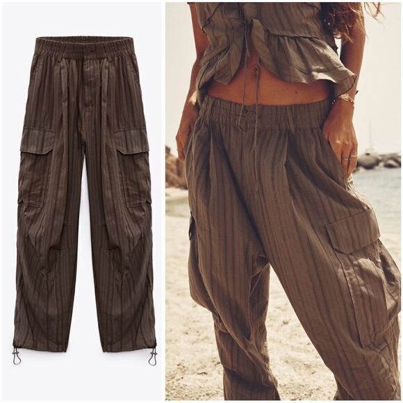 Zara Pants - ZARA LACE TRIM CARGO PANTS